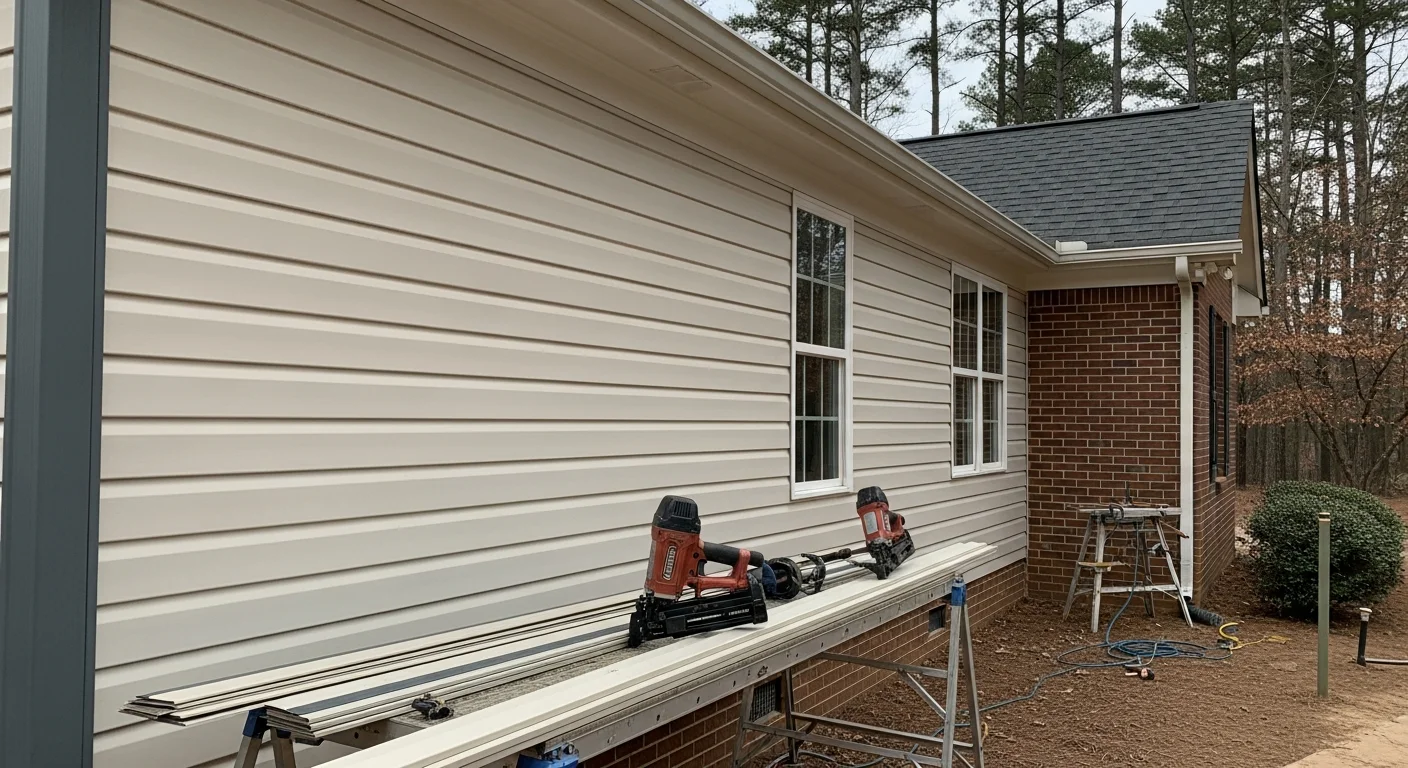 New siding installation on residential home exterior