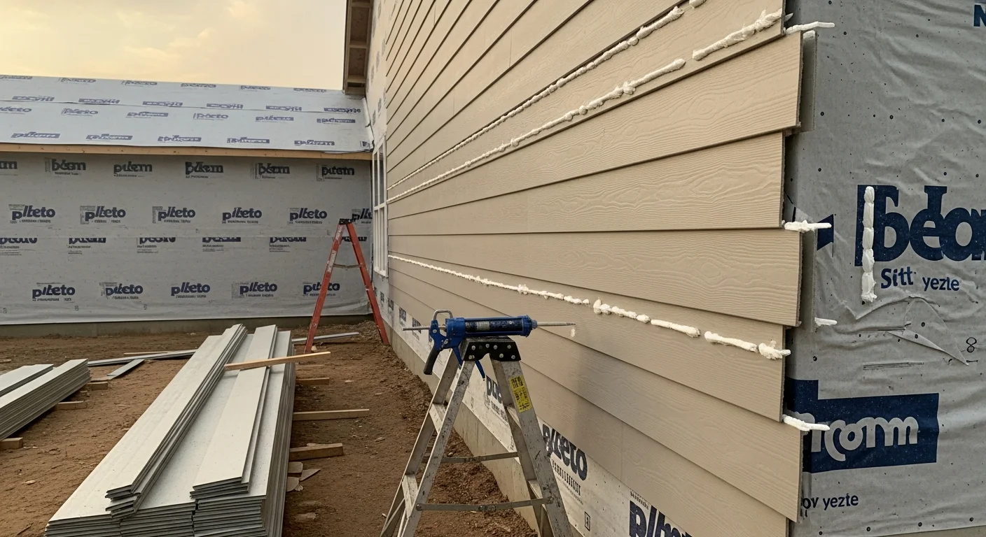Newly installed exterior siding on a single-family home in Fayetteville, NC, showing clean panel alignment and fresh trim work around windows. The completed installation reflects a full replacement project suited to Cumberland County's humid climate conditions.